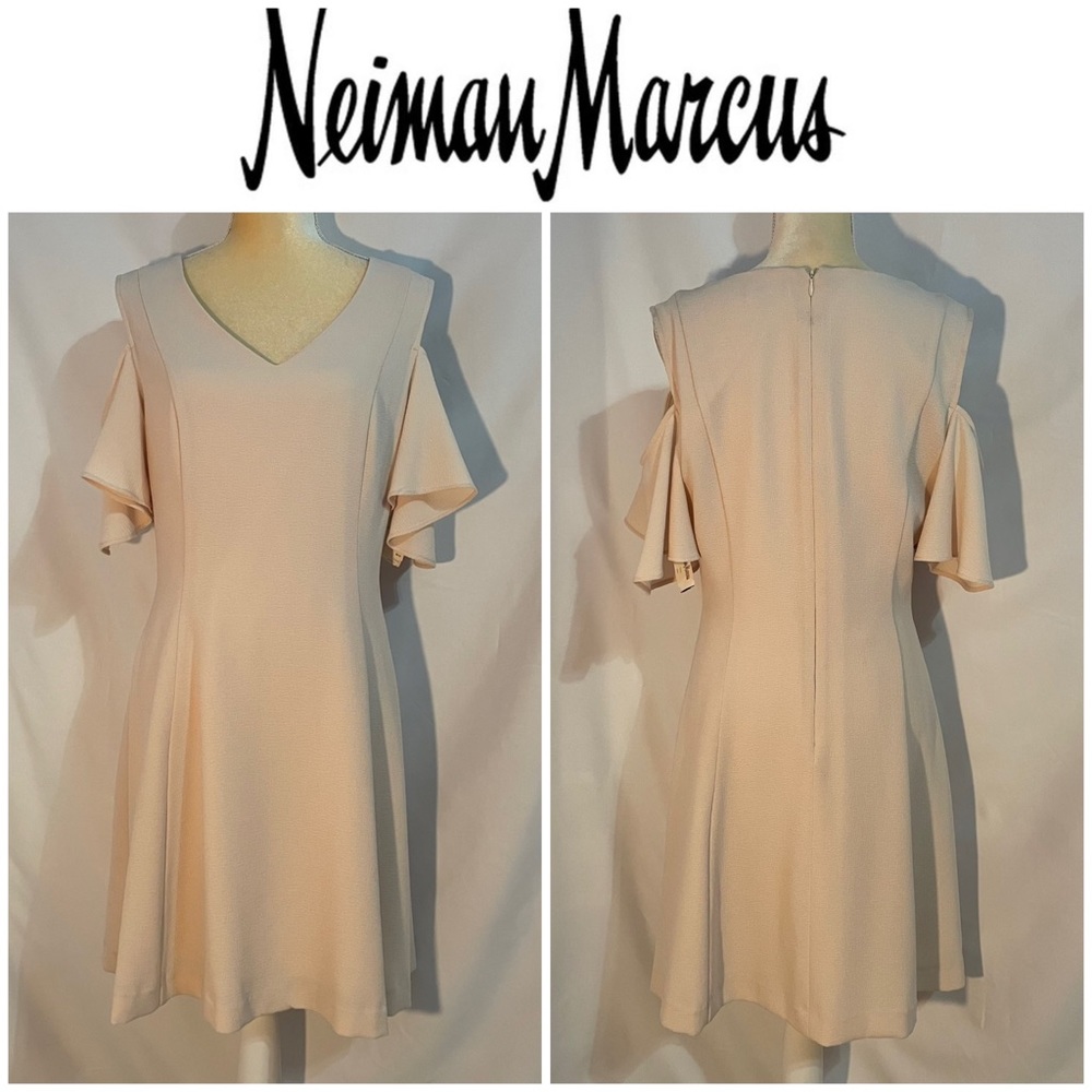 Neman Marcus Cold Shoulder
Textured Dress 8 Cream/Blush color
